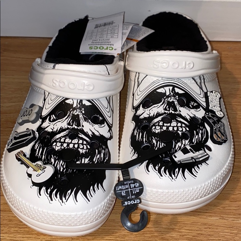 Luke Combs White & Black Lined Crocs